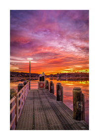 Merimbula Lake sunrise print, soft morning light on water