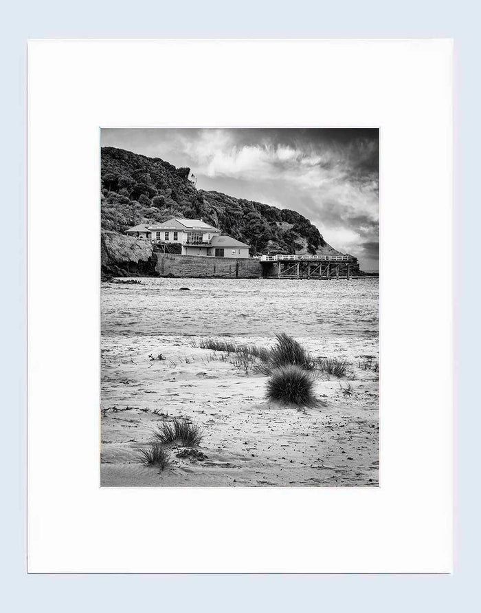 Mat Prints 16 x 20 inches - Merimbula Wharf from Main Beach (B&W)