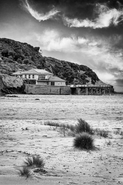 Merimbula Wharf from Main Beach (B&W)