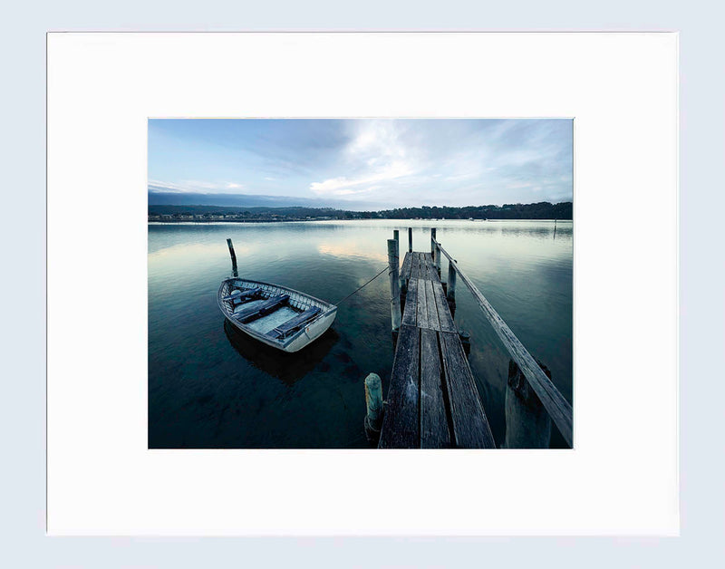 Mat Prints 16 x 20 inches - Little Boat Tied to Jetty, Merimbula
