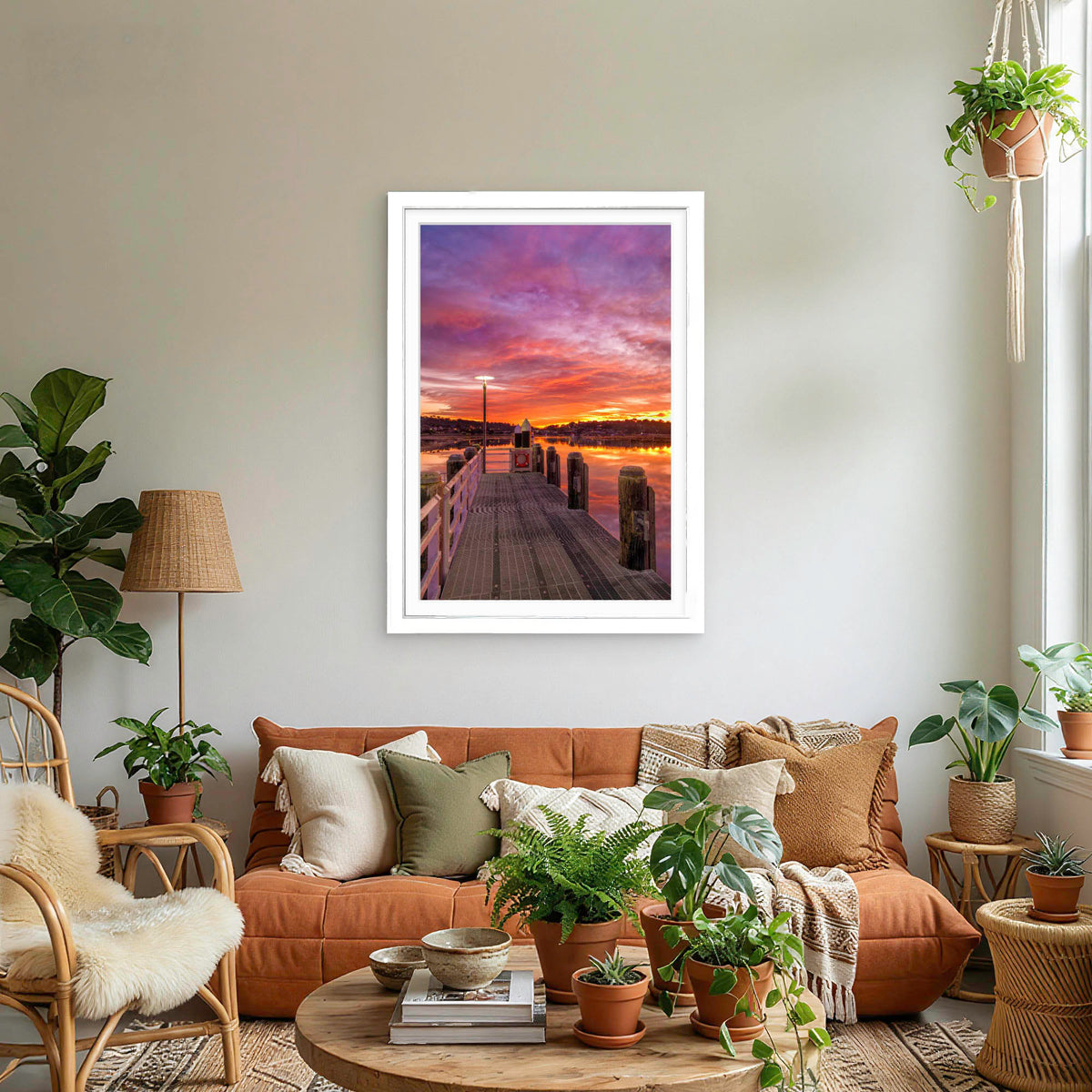 Sunrise Merimbula Lake in white frame