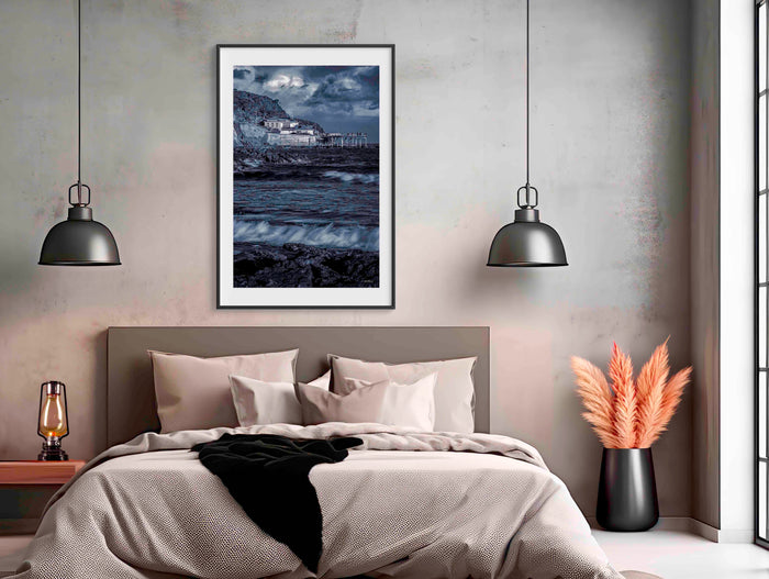 Merimbula Wharf B&W wall art — historic 1902 wharf in black and white, NSW Sapphire Coast