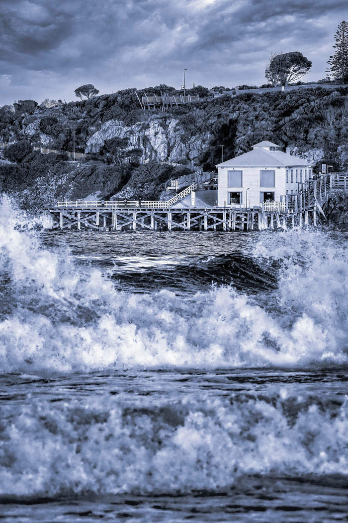 Tathra Wharf and Waves (B&W)