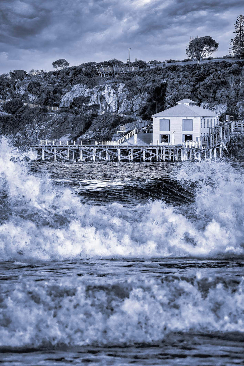 Tathra Wharf and Waves (B&W)