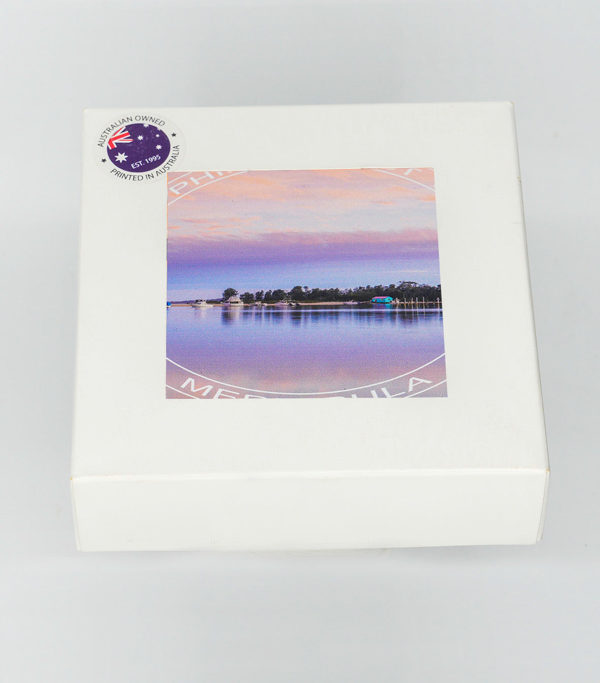Coaster Set - Mitchies Boat Shed - Identical Set of Four - ROUND WITH TEXT