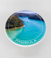 Coaster Set - Pambula River - Identical Set of Four - ROUND WITH TEXT